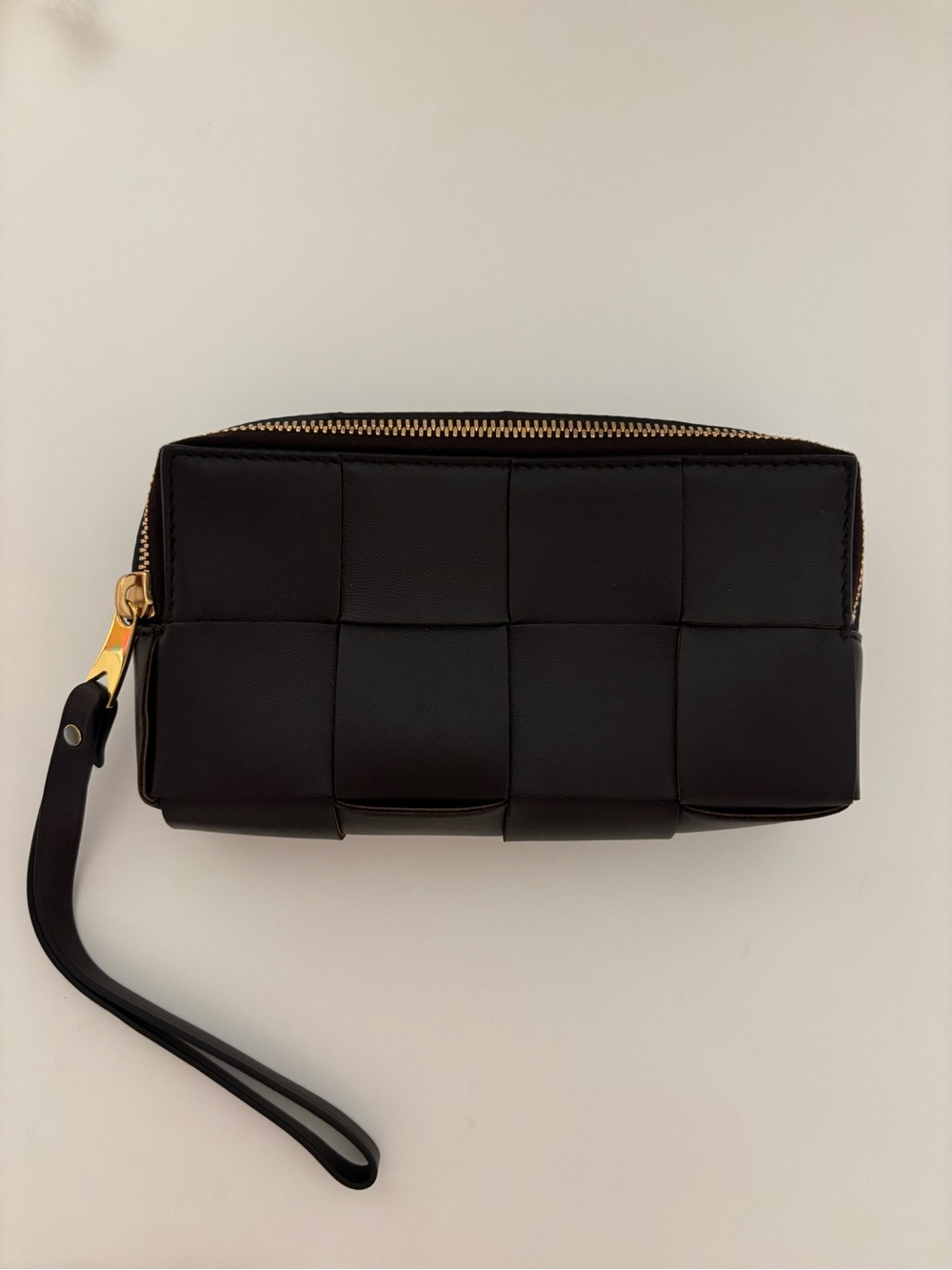 Bottega Veneta Brown Quilted Leather Wristlet Clutch